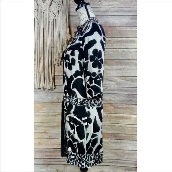 Diane Von Furstenberg | Floral Print Silk Drawstring Cuffed Sleeve Midi Dress - Picture 4 of 8